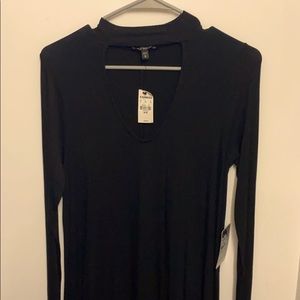 Black open front dress